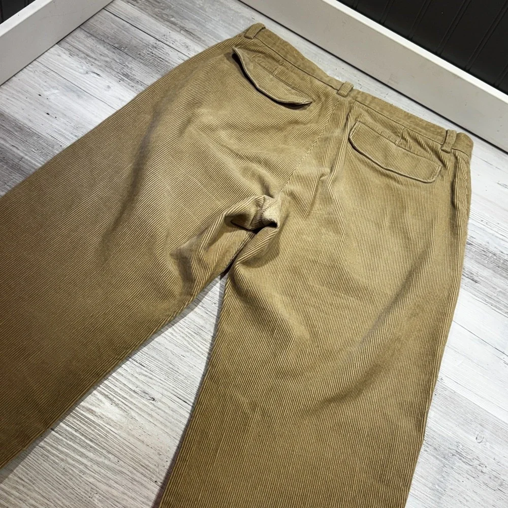 Banana Republic Corduroy Pants‎ Men's Sz 33x30 Tan Flat Back Flap Pockets Baggy